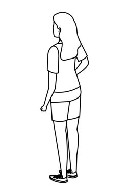 sevimli genç kadın geri karakter