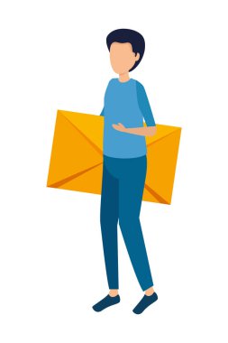 Mektupları taşıyan genç adam.