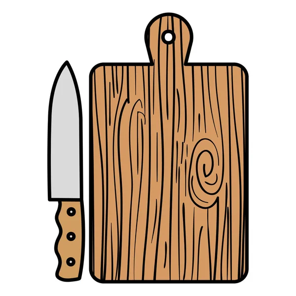 Trä köks kartong med kniv — Stock vektor