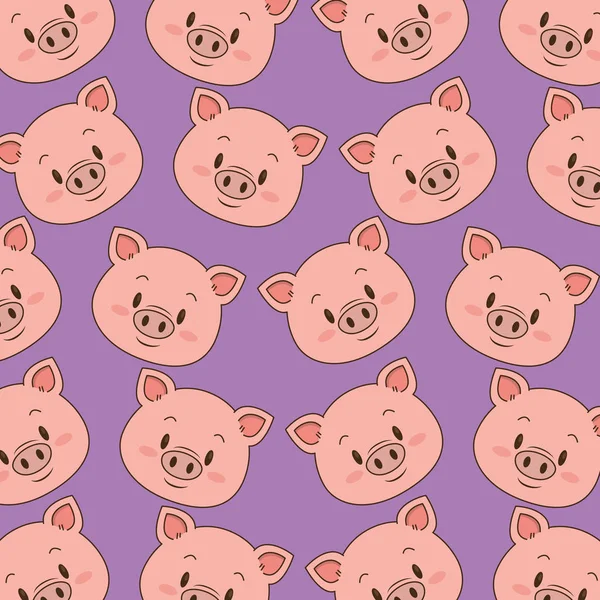 귀엽고 사랑스러운 돼지 패턴 배경 — 스톡 벡터