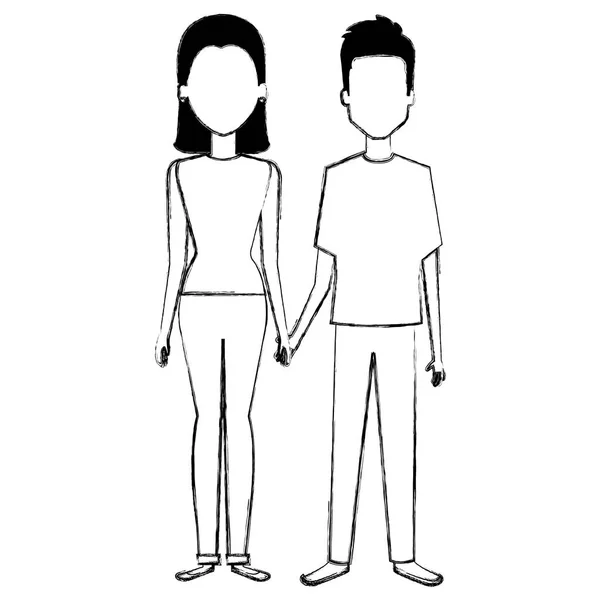 Jeune couple avatars personnages — Image vectorielle