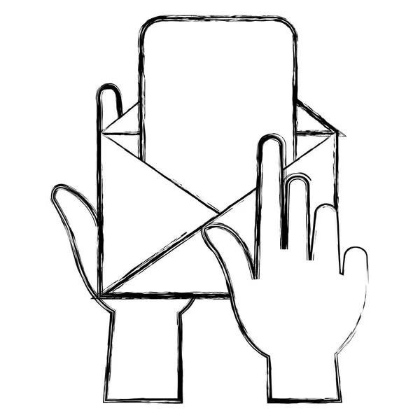 Hände mit Briefumschlag — Stockvektor