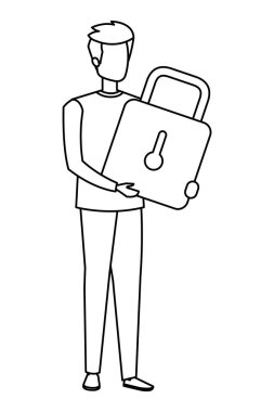 Genç adam asma kilit karakteri kaldırıyor