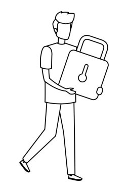 Genç adam asma kilit karakteri kaldırıyor