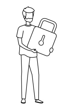 Genç adam asma kilit karakteri kaldırıyor