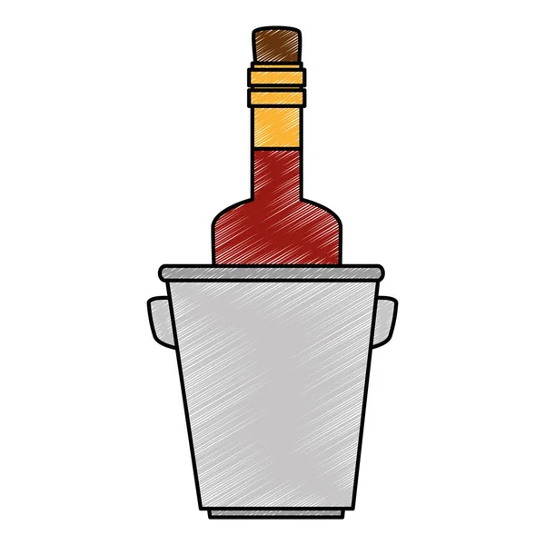 Бутылка вина в ведре — стоковый вектор