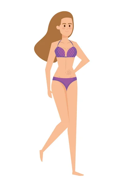 Belle fille avec personnage avatar nageur — Image vectorielle