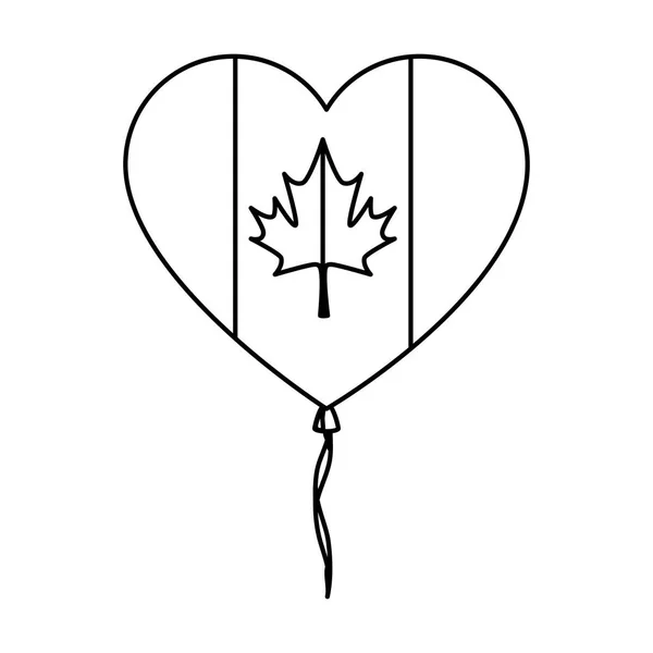 Balloon helium with canadian flag and heart shape — Stock Vector