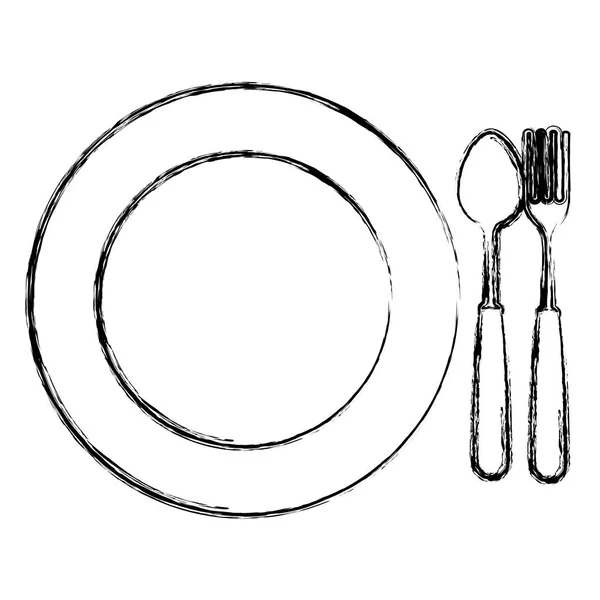 Plato con tenedor y cuchara — Archivo Imágenes Vectoriales