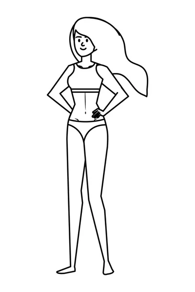 Swimsut avatar karakteri ile güzel kız — Stok Vektör