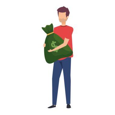 Delikanlı para çantası taşıyor.