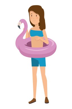 flaman şamandıra ile güzel kadın