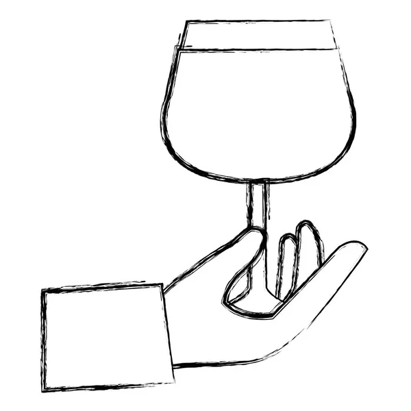 Main avec verre à vin tasse — Image vectorielle