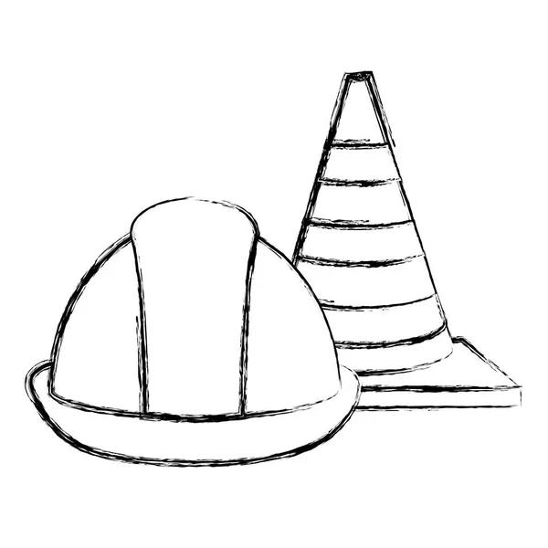 Capacete de construção com cones — Vetor de Stock