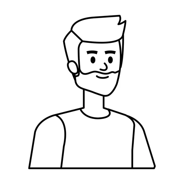 Jeune homme avec barbe avatar personnage — Image vectorielle