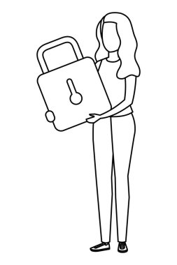 Genç kadın asma kilit karakteri kaldırıyor