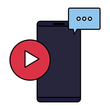 konuşma balonu ve oynatma düğmesi ile akıllı telefon