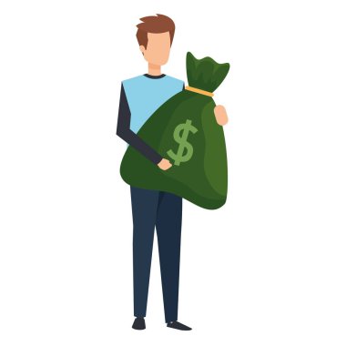 Delikanlı para çantası taşıyor.