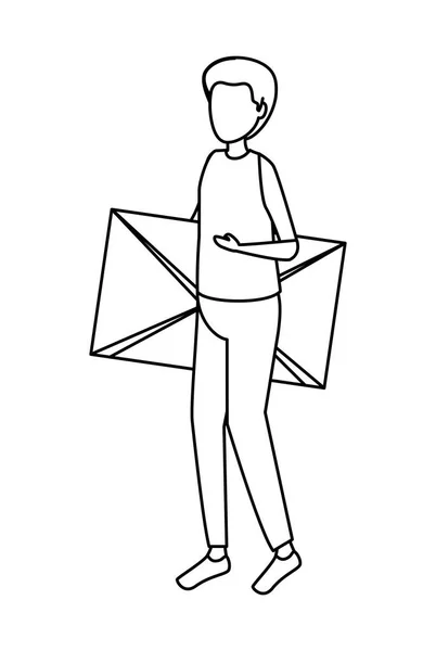 Молодой человек поднимает электронную почту — стоковый вектор