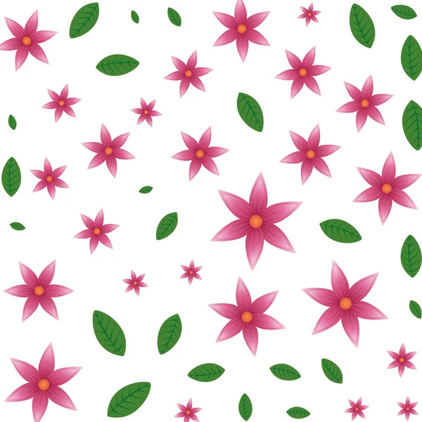 Beautiful flowers and leafs pattern — Stock Vector