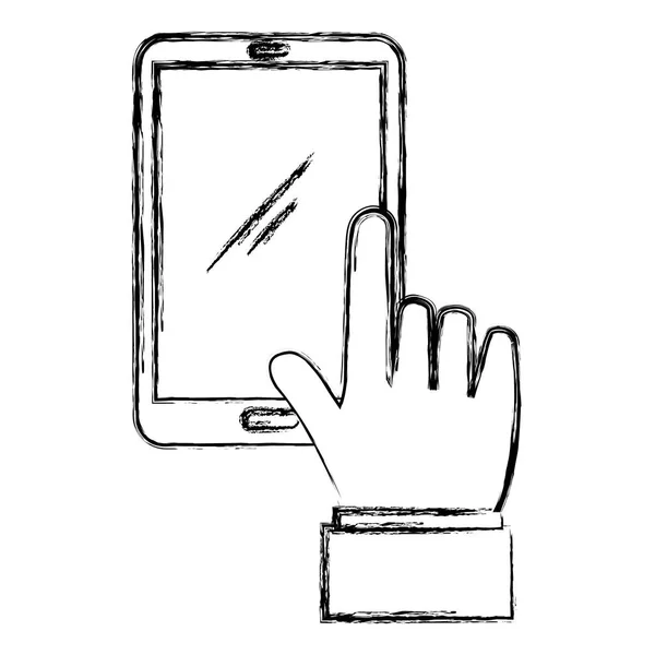 Menselijke hand met smartphoneapparaat — Stockvector