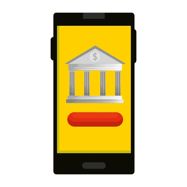 Smartphone con app per la costruzione di banche — Vettoriale Stock