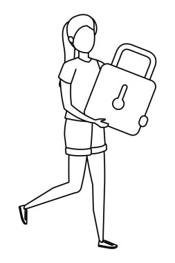 Genç kadın asma kilit karakteri kaldırıyor