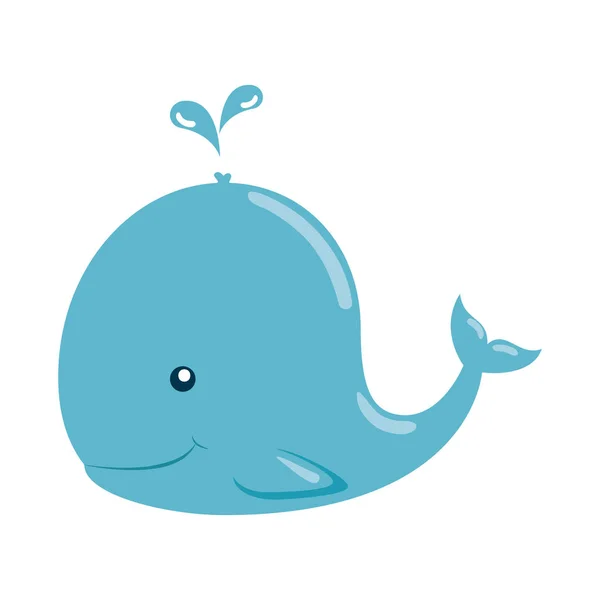 Lindo pequeño icono de personaje de ballena — Vector de stock