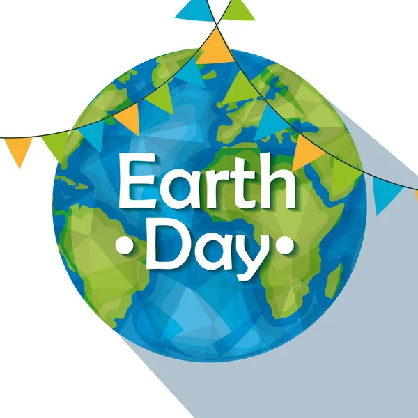 Planeet met Party banner naar Earth Day — Stockvector