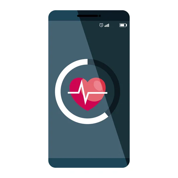 Smartphone, technologie s aplikací srdce — Stockový vektor