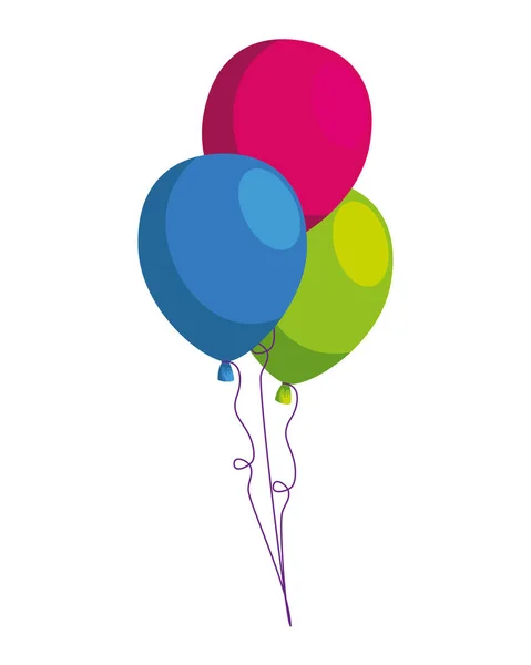 Balões hélio flutuante ícone vetor ilustração — Vetor de Stock