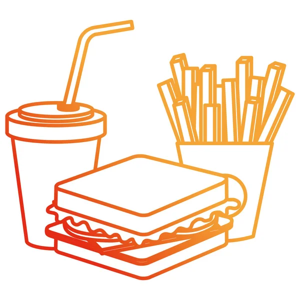 Sandwish aux frites et soda — Image vectorielle