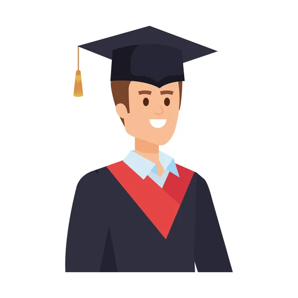 Young man student graduated with hat — Stock Vector