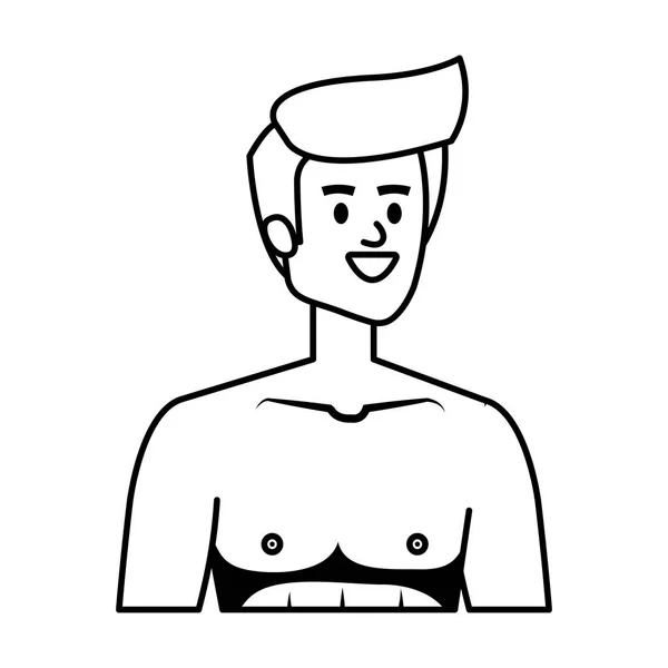 Jonge man shirtless avatar karakter — Stockvector