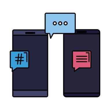 konuşma kabarcıkları hashtag sembolü ile akıllı telefonlar