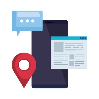 şablon web sayfası ve işaretçi konumu ile akıllı telefon