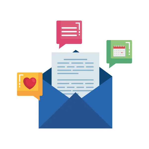 Envelop mail met social media iconen — Stockvector