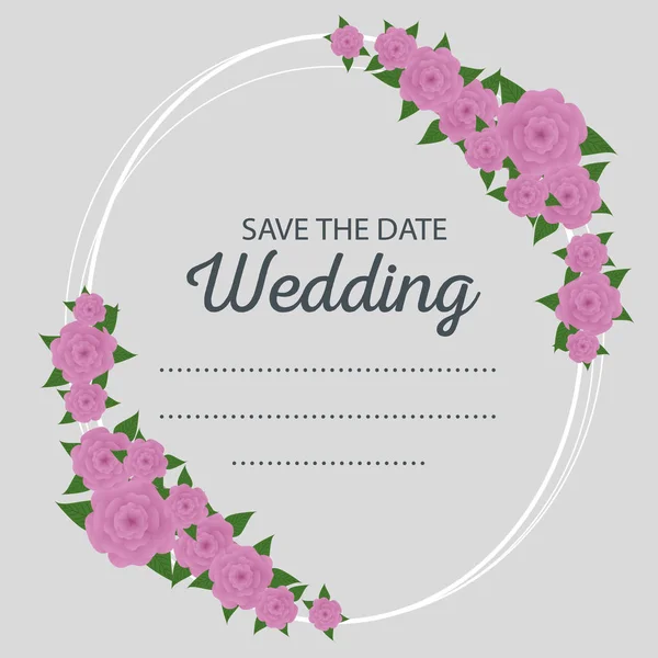 Décoration de carte de mariage et cadre avec des fleurs — Image vectorielle