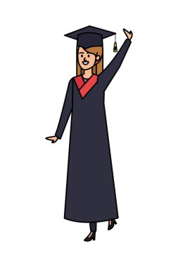 Genç bayan öğrenci kutlamayı bitirdi.