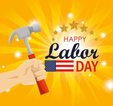 emek günü kutlaması için çekiç ile el