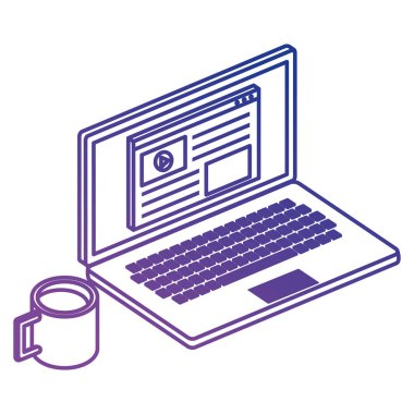 kahve bardağı ile dizüstü bilgisayar