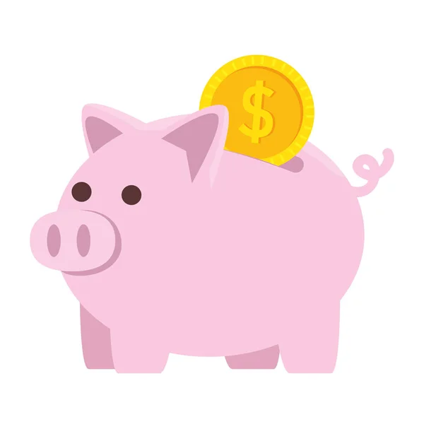 Свиньи сбережения с деньгами монеты — стоковый вектор