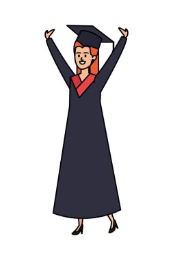 Genç bayan öğrenci kutlamayı bitirdi.