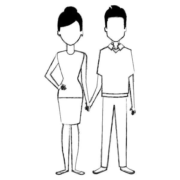 Jovem casal avatares personagens —  Vetores de Stock