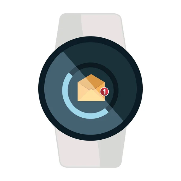 Smartwatch con el icono de correo electrónico sobre — Vector de stock