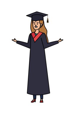 Genç bayan öğrenci kutlamayı bitirdi.