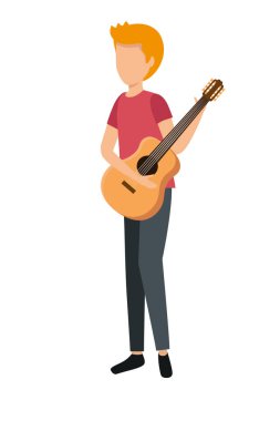 Gitar çalan genç adam.