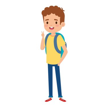 okul çantası ile mutlu küçük çocuk