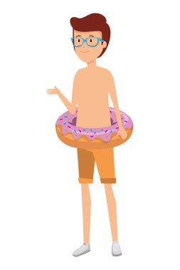 Mayolu ve yüzer vaziyette genç bir adam.