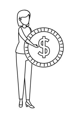 Para kaldıran genç bir kadın.